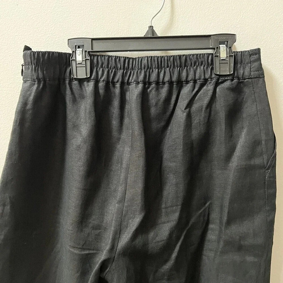 Basler Women's M Black Cropped Pants Linen Pull-On Wide Leg Stretch Waist 29x26 - Picture 6 of 12